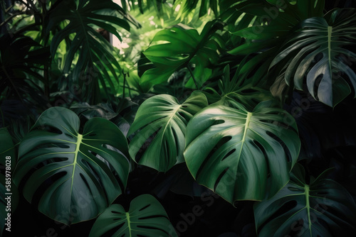 Monstera plant in tropical forest Generative AI