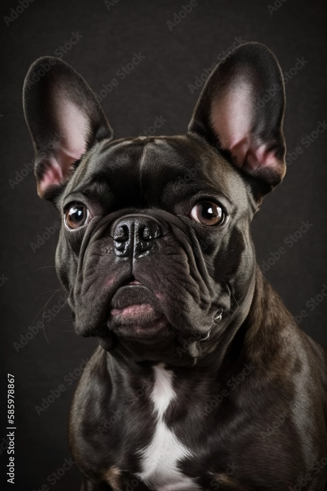 french bulldog black on black background