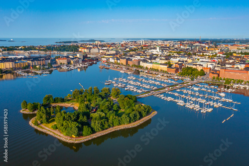 Panorama view of a marina in the Kruununhaka district of Helsinki, Finland. photo