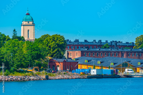 View of a village on the suomenlinna island in Finland. photo