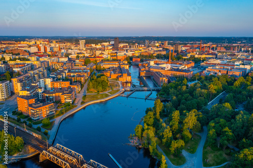Panorama view of center of Finnish town Tampere photo