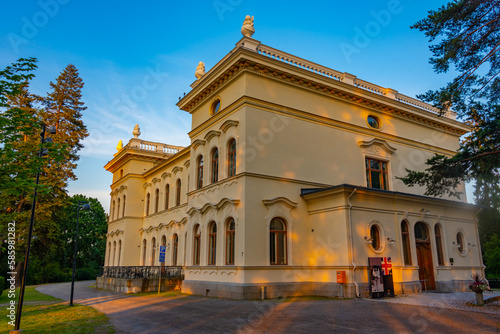 Sunset view of Museum Milavida in Tampere, Finland photo