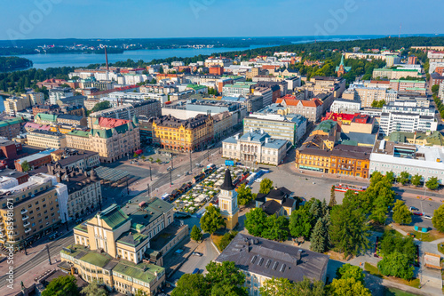 Panorama view of Keskustori square in Tampere, Finland photo