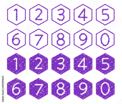クレヨン素材　手描きの数字アイコンセット