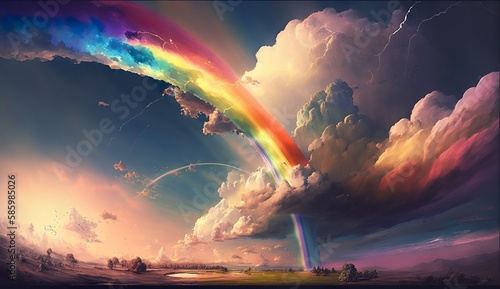 Regenbogen über einer Landschaft