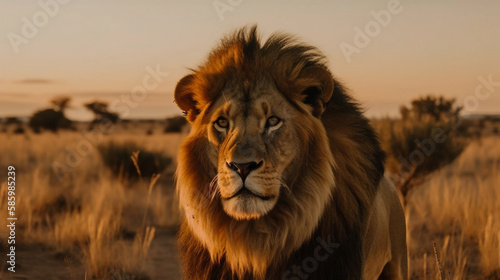 サバンナにいるライオン　Generative AI © chobopapa