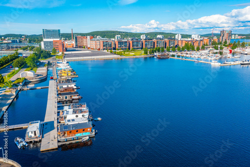 House boats at a lake in Jyväskylä, Finland