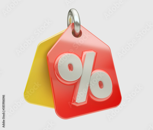 Percentage sign, 3D render. Isolated on white background. (ID: 585986046)