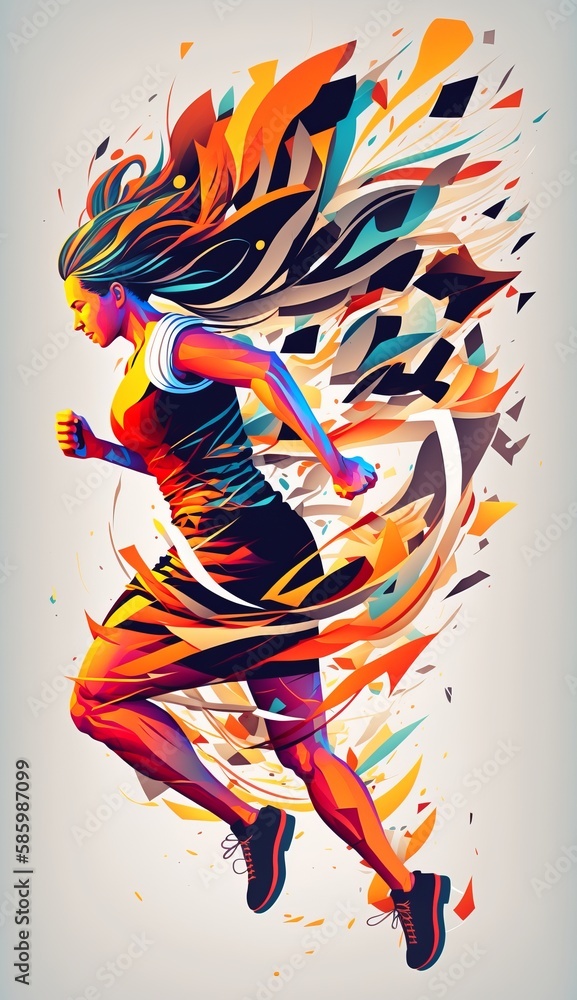 Naklejka premium Running: A Dynamic and Energetic Concept Image