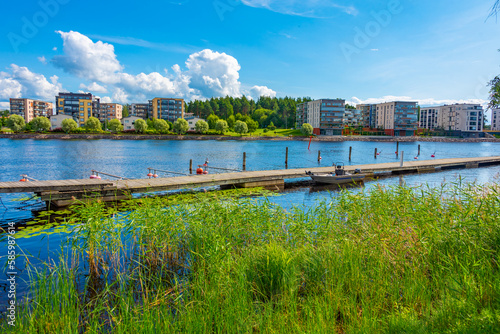 Riverside of pielisjoki in Joensuu in Finland photo
