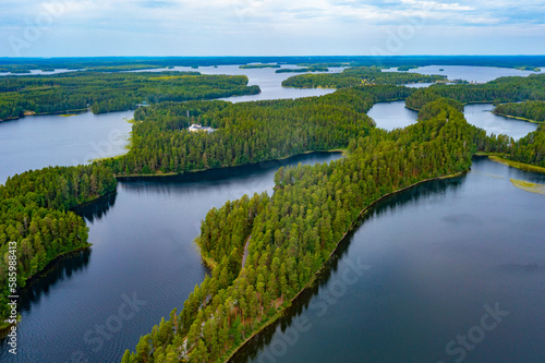 Panorama view of Punkaharju ridge in Finland photo