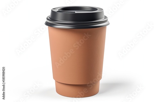 white coffee cup with a black lid against a plain background created with Generative AI technology