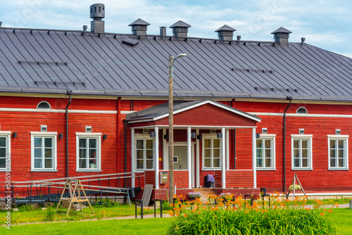 Historical buildings at Linnoitus fortress in Finnish town Lappeenranta photo