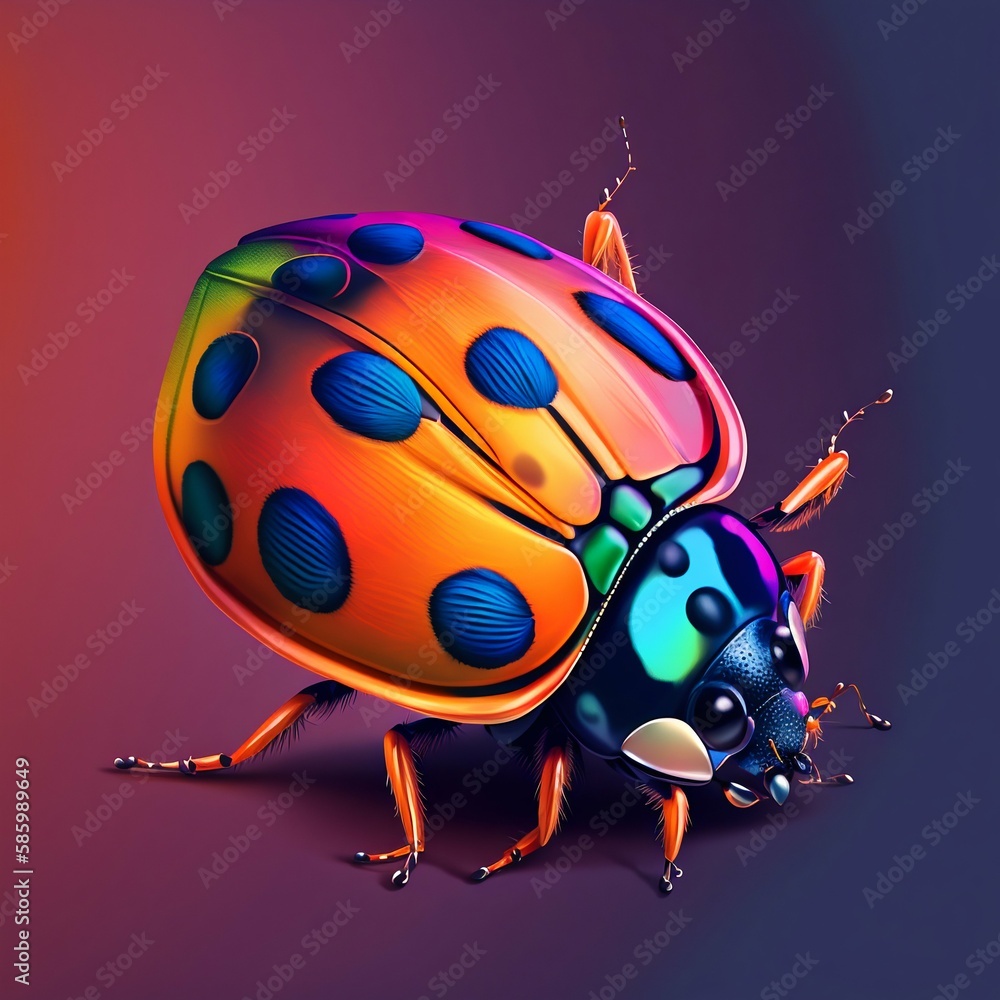 Obraz premium Ladybug colorful illustration closeup. Generative AI