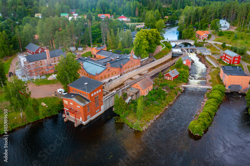 Panorama view of Historical Verla paper mill in Finland photo