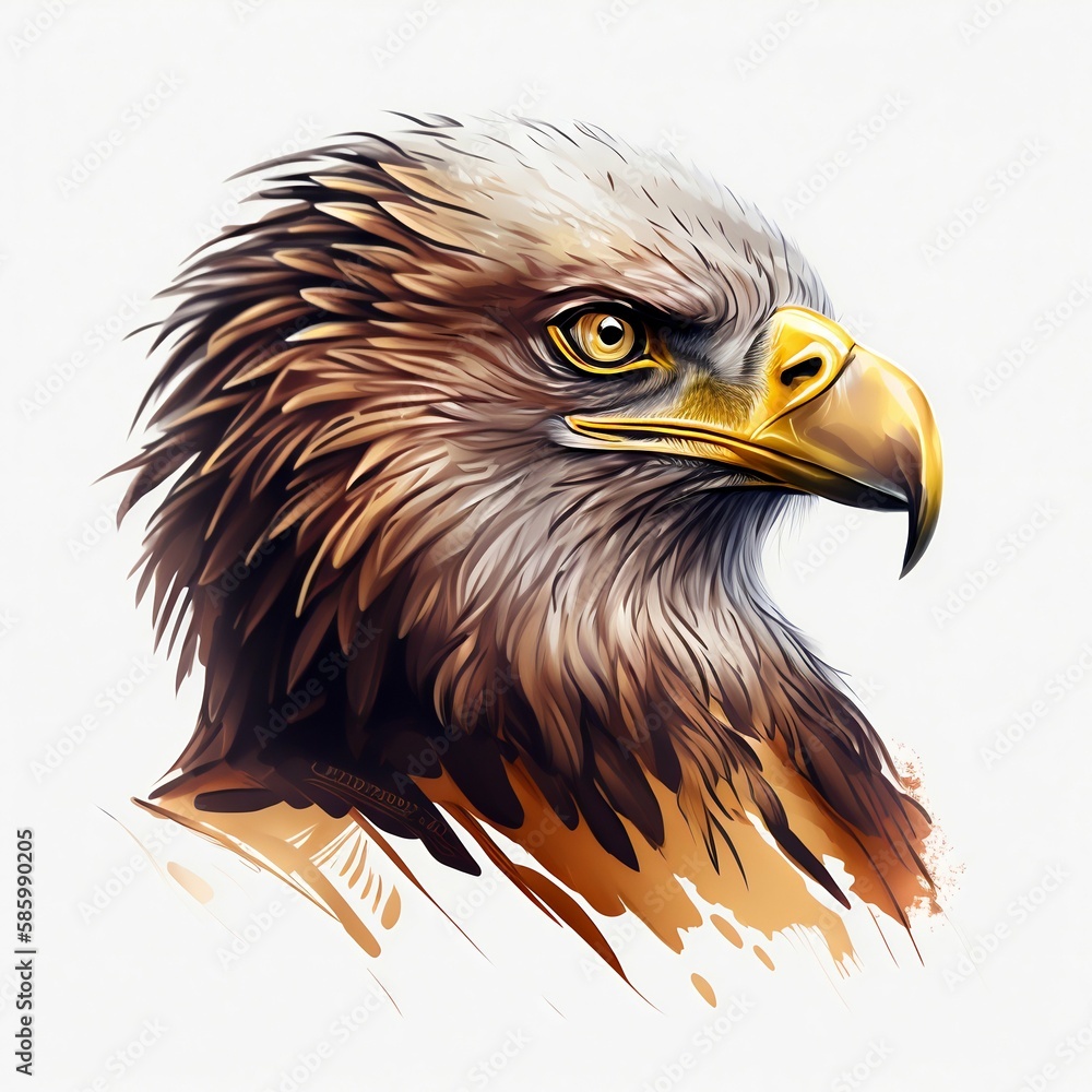 Fototapeta premium Eagle portrait sticker. Generative AI