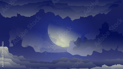 half moon at the cloudy sky