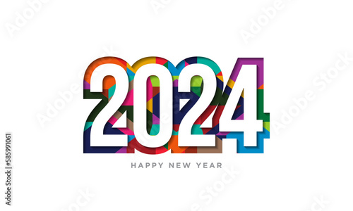 2024 Happy New Year Text Design Vector. 2024 Number Design Template. 2024 Happy New Year Symbol.