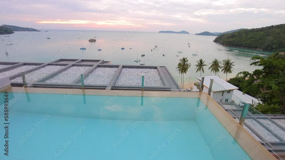 Calm beautiful ocean seen from Cape Panwa hotel in Thailand during the sunset Calm beautiful ocean seen from Cape Panwa hotel in Thailand during the sunset