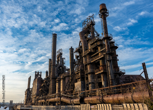 Fotografie Low angle shot of steel stacks of the old Bethlehem Steel in Bethlehem PA