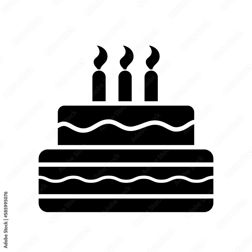 Birthday cake vector icon flat illustration on white background Birthday cake vector icon flat illustration on white background