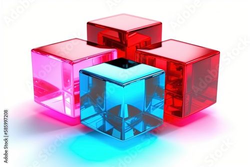 Illustration of three colorful cubes arranged in a row created with Generative AI technology