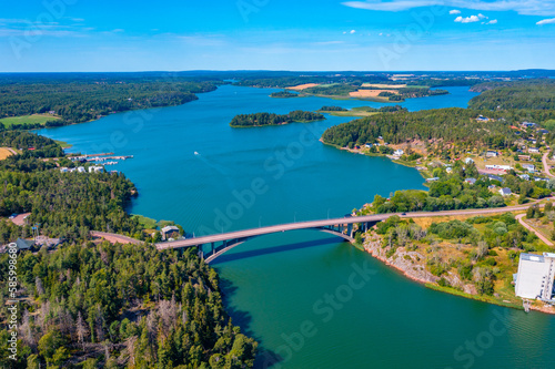 Panorama view of a bridge near Godby at Aland islands in Finland photo