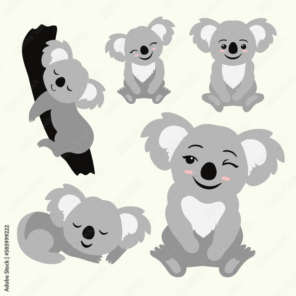 Fototapeta premium set of koala bears