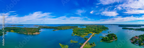 Panorama view of a landscape near Järsö at Aland archipelago in Finland