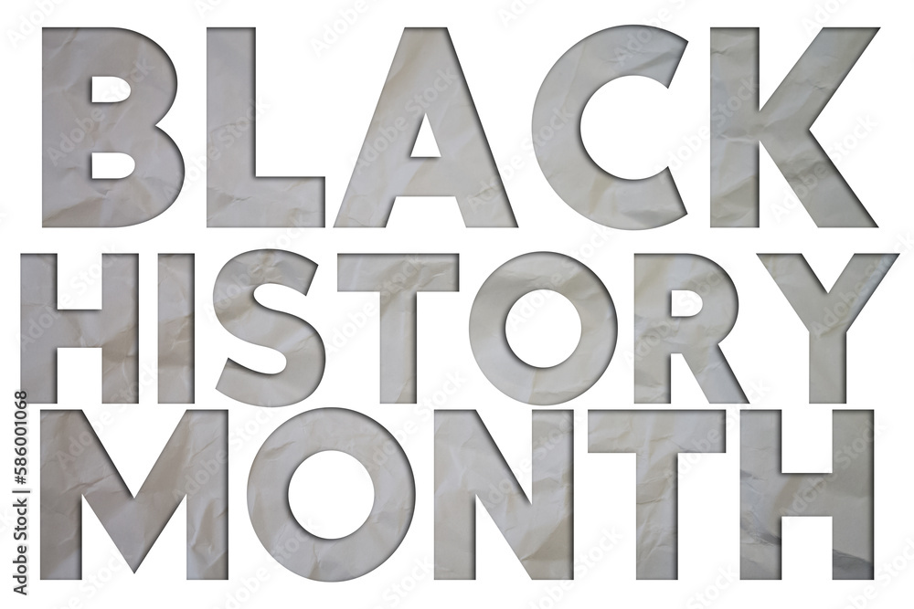 Black History Month text with Torn, Crumpled White Paper on colored background. Black History Month text with Torn, Crumpled White Paper on colored background.