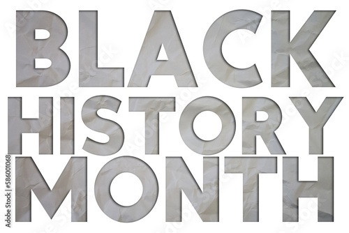 Black History Month text with Torn, Crumpled White Paper on colored background.