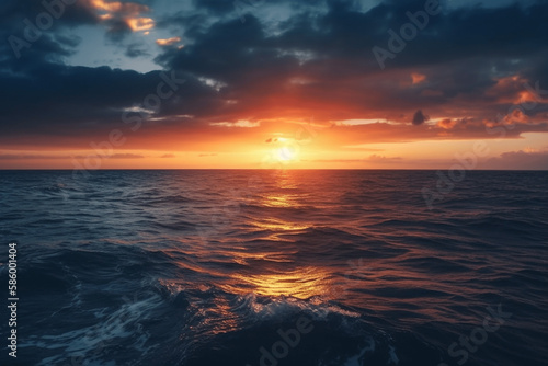 sunset over the sea generative ai © deyton