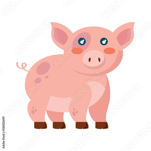 Smiling piglet standing