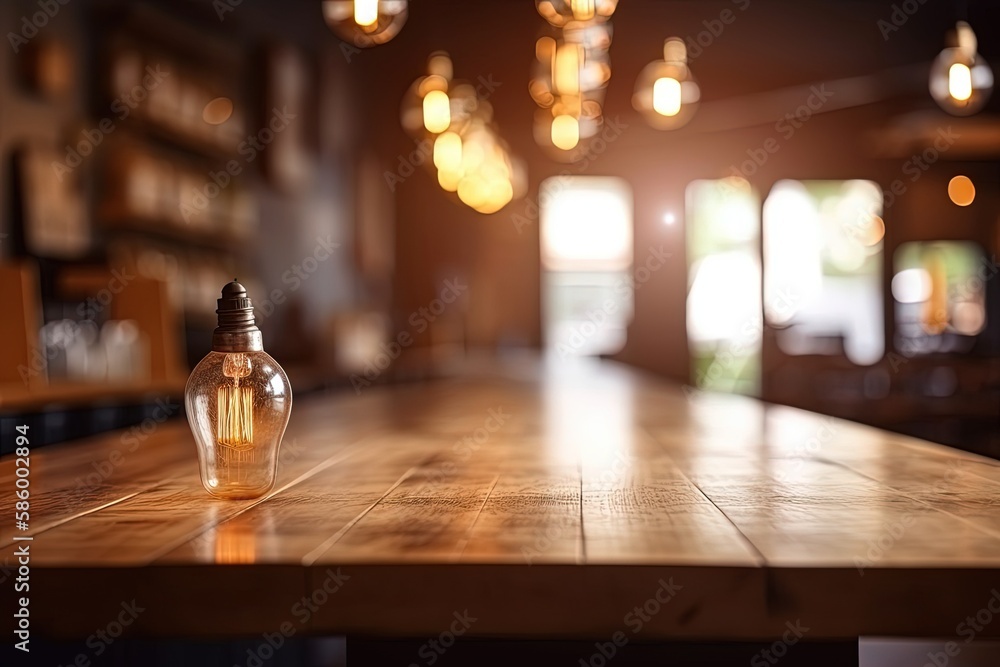 light bulb on a wooden table, symbolizing creativity and innovation created with Generative AI technology light bulb on a wooden table, symbolizing creativity and innovation created with Generative AI technology