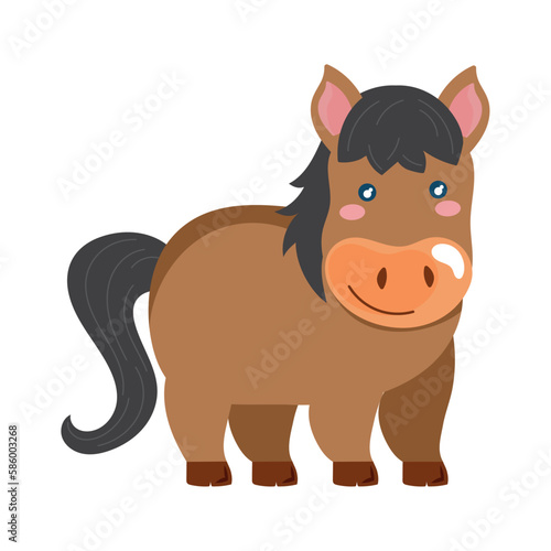 Cheerful horse cartoon farm animal
