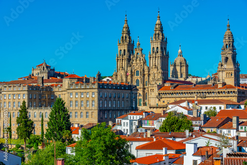 Panorama view of the Cathedral of Santiago de Compostela in Spain