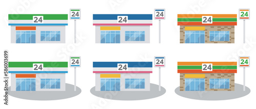 コンビニエンスストアのイラストセット