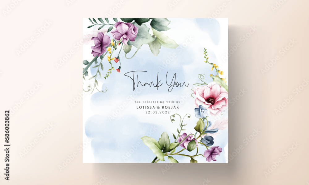 luxury invitation template with floral watercolor