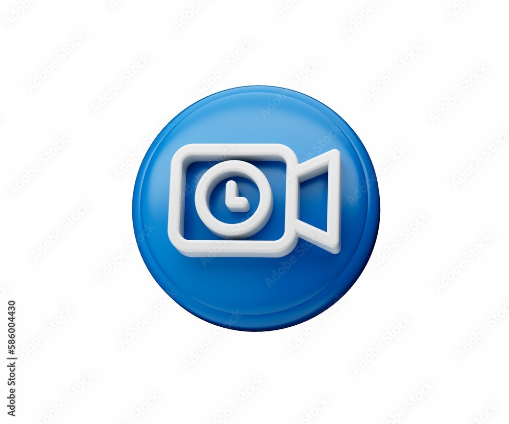 Glossy 3D illustration of a royal blue pending video symbol or icon isolated on a white background Glossy 3D illustration of a royal blue pending video symbol or icon isolated on a white background