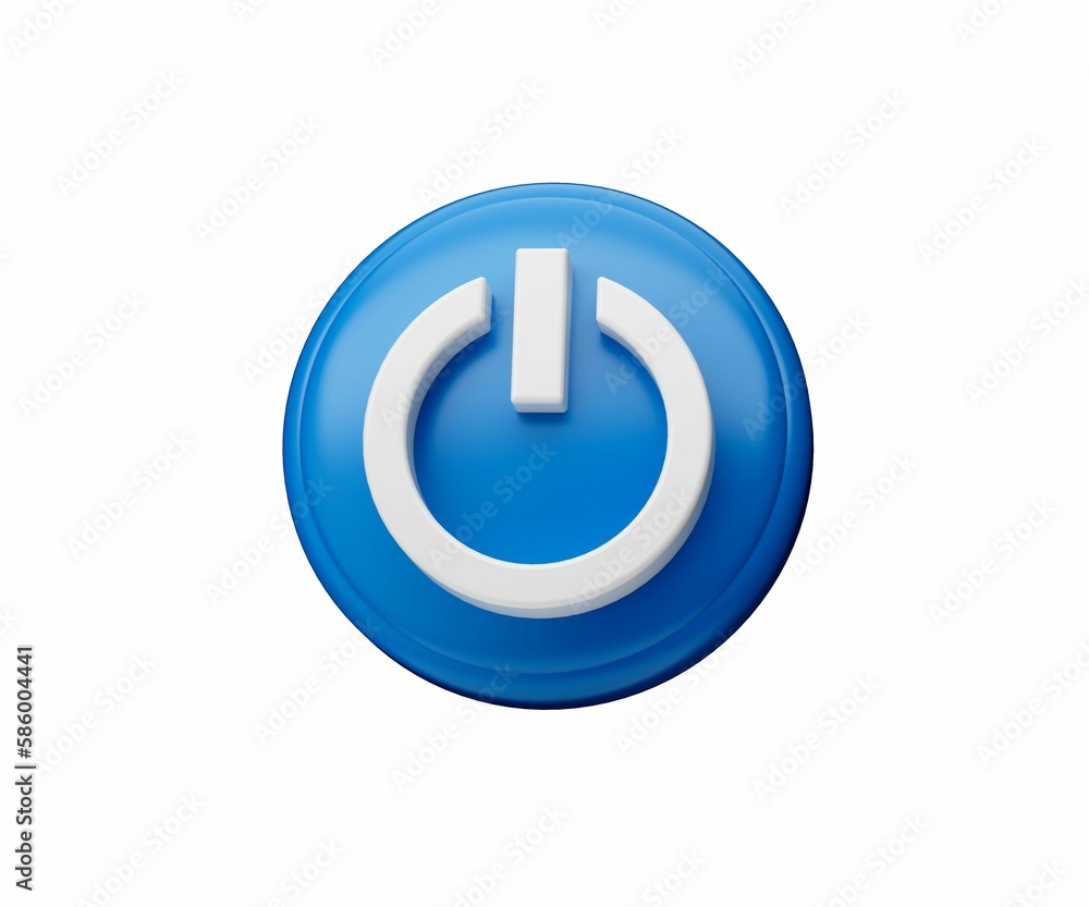 3d illustration render turn off or on icon or button isolated on white background 3d illustration render turn off or on icon or button isolated on white background