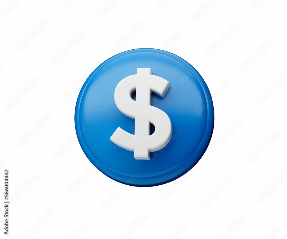 3d of blue dollar icon isolated on white background 3d of blue dollar icon isolated on white background