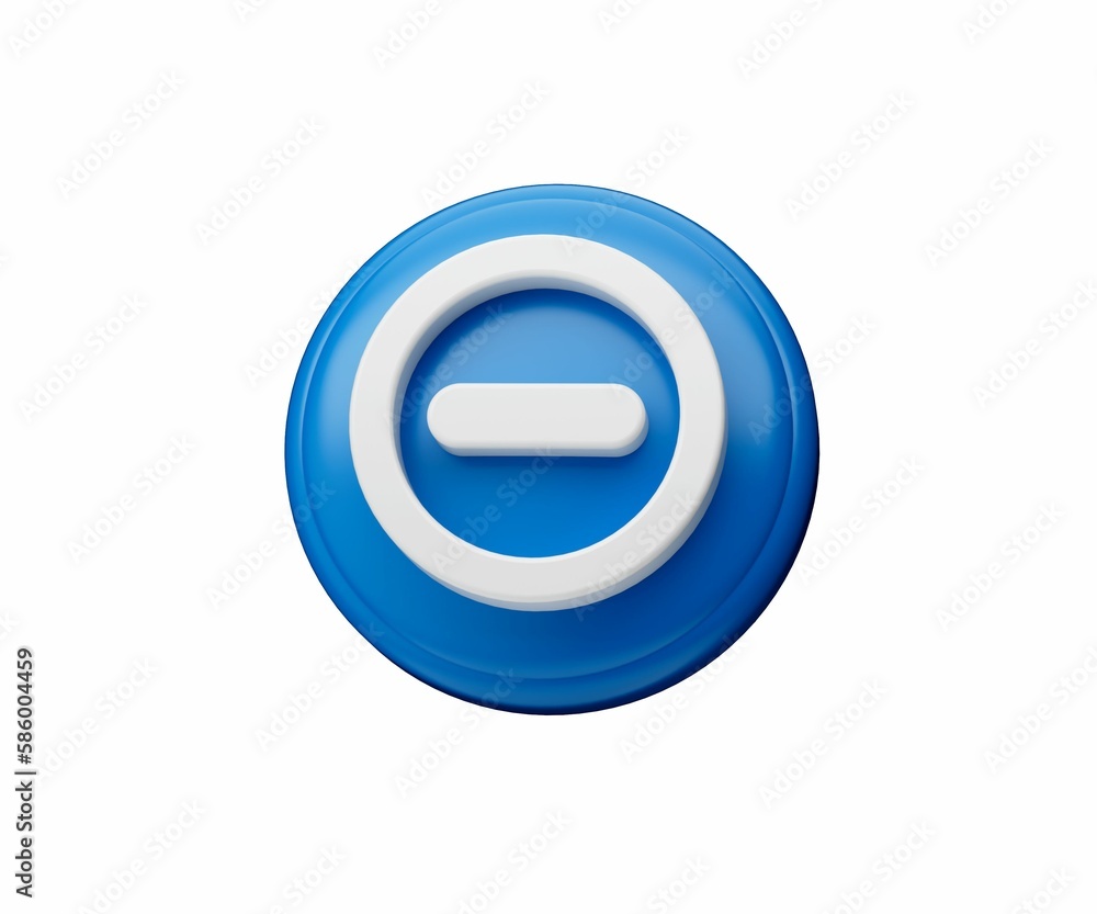 3D render of a bue Minus Symbol isolated on white Background 3D render of a bue Minus Symbol isolated on white Background