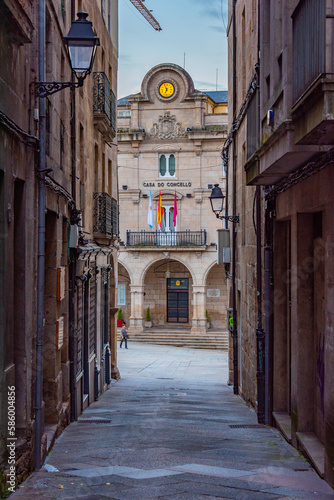 Sunrise view of town hall at Ourense, Spain photo