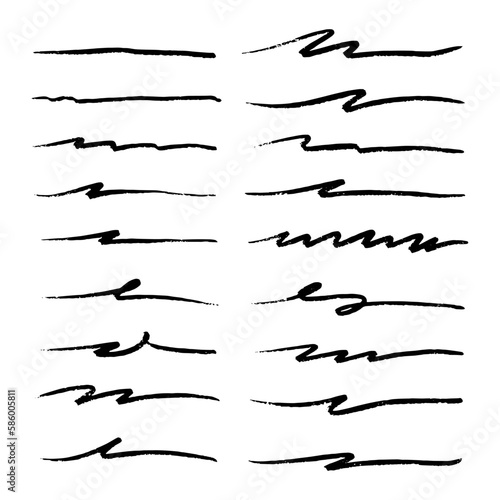 Vector set of hand drawn underline.