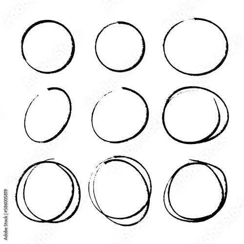Super set of circles lines sketch hand drawn. Doodle circles for design elements