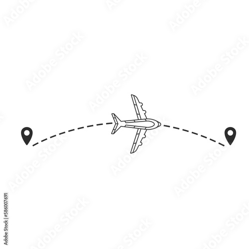 airplane flight route icon vector element design template