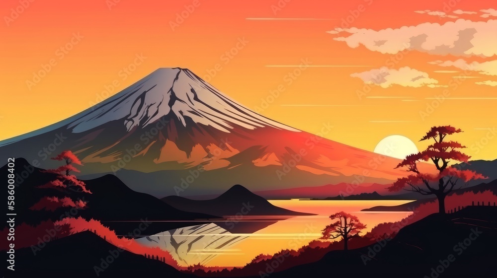 富士山　イメージイラスト　generative AI