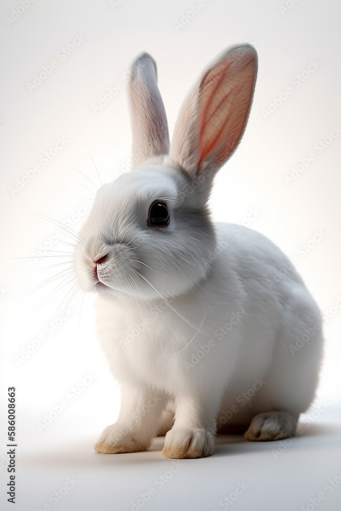 adult rabbit, white, white background adult rabbit, white, white background