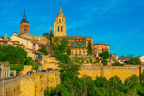 Panorama view of Gothic cathedral at Segovia, Spain photo