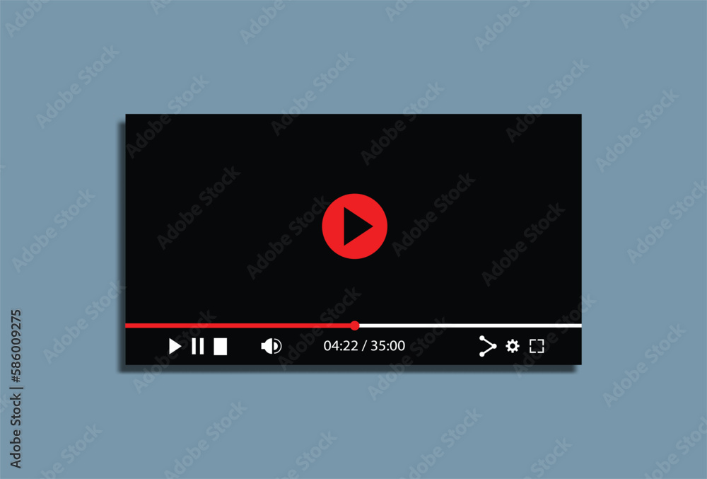 Video player template for web or mobile apps. Vector illustration Video player template for web or mobile apps. Vector illustration